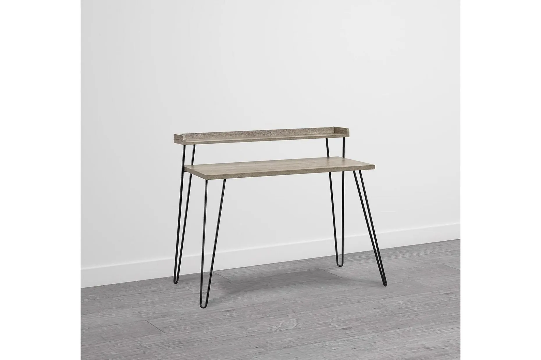 Haven Skrivebord 114 cm med Oppbevaringshylle Grå/Svart