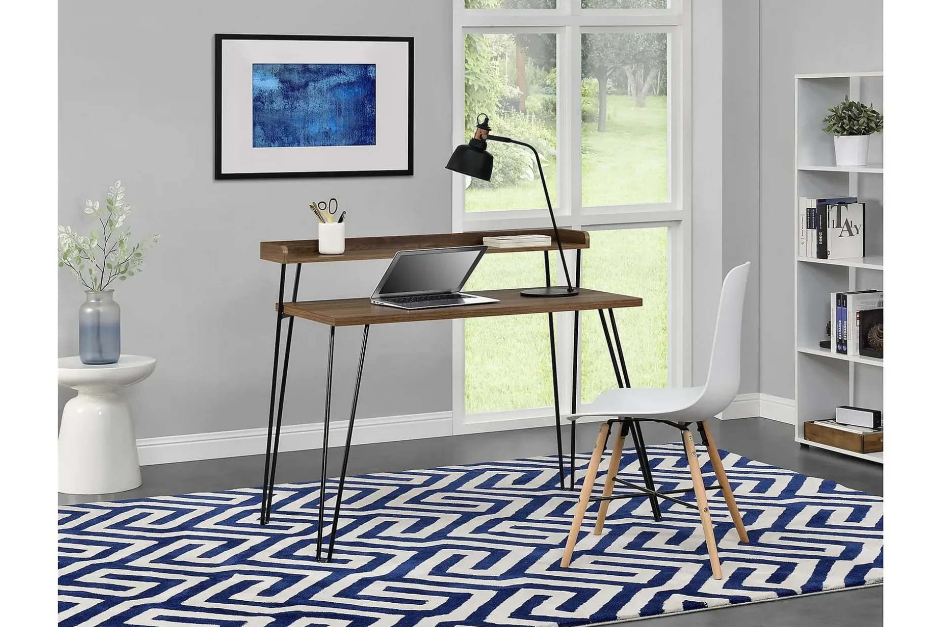 Haven Skrivebord 114 cm med Oppbevaringshylle Valnøttsbrun/S