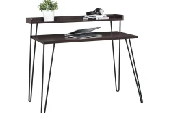 Haven Skrivebord 114 cm med Oppbevaringshylle Espresso/Svart