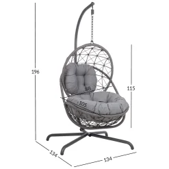 Hengestol HOME4YOU Amara 134x134x196 cm mørkegrå