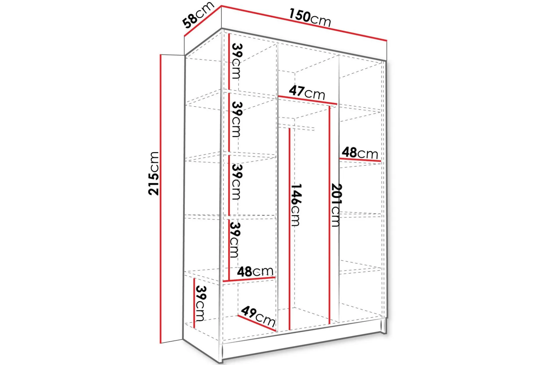 Herrljunga Garderobe 150 cm