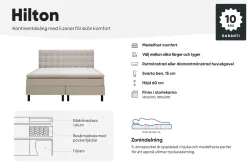Hilton Komplett Sengpakke 160x200 cm Kontinentalseng med diamant sengegavl