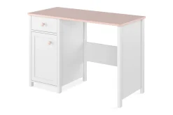 Hilts Skrivbord 110 cm med Förvaring Låda + Skåp Vit||Pink