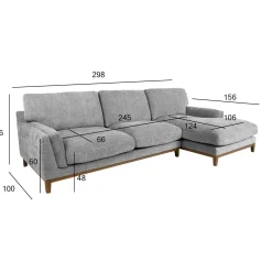 Hjørnesofa HOME4YOU Basil Grå Høyre hjørne