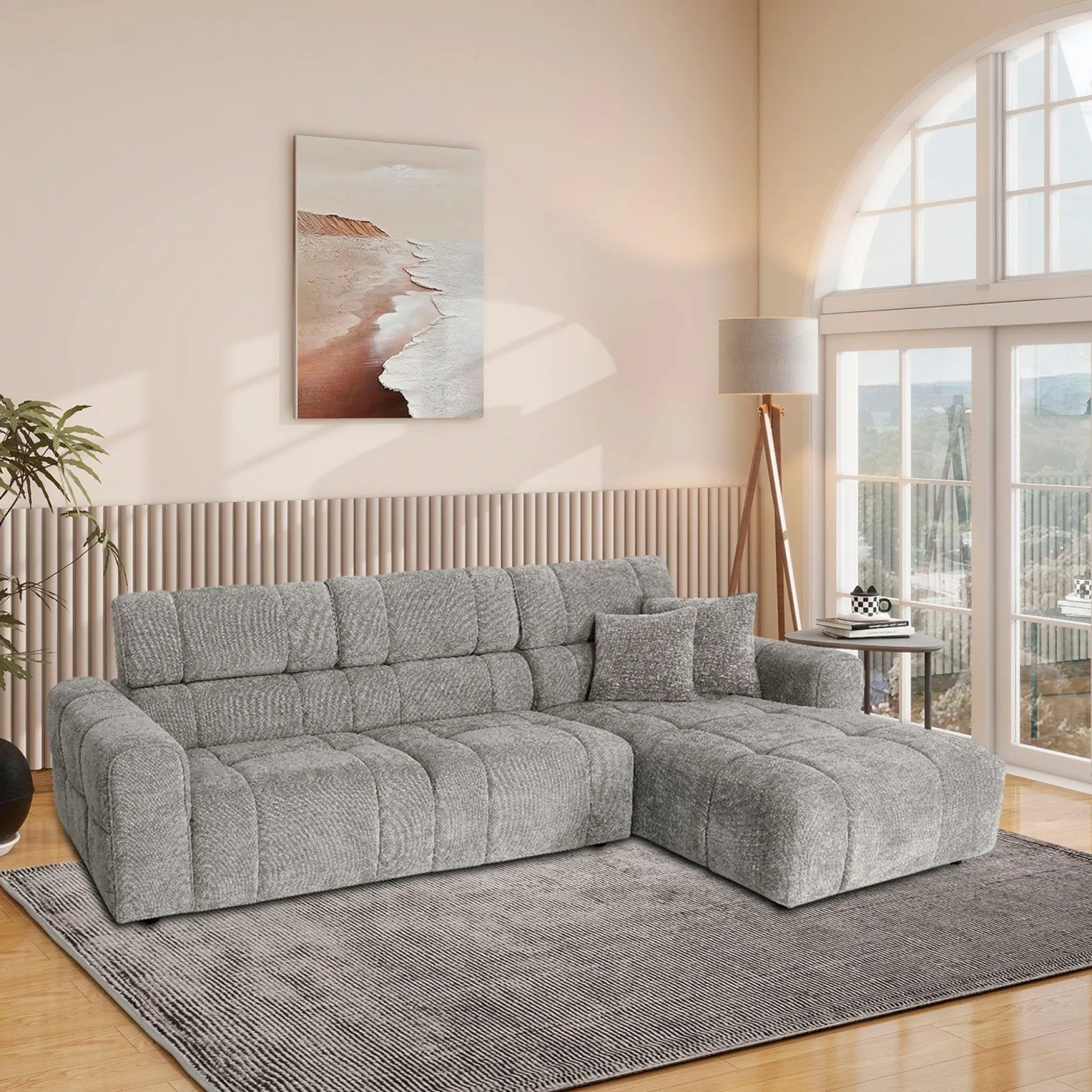Hjørnesofa HOME4YOU BELISMA høyre hjørne Grå