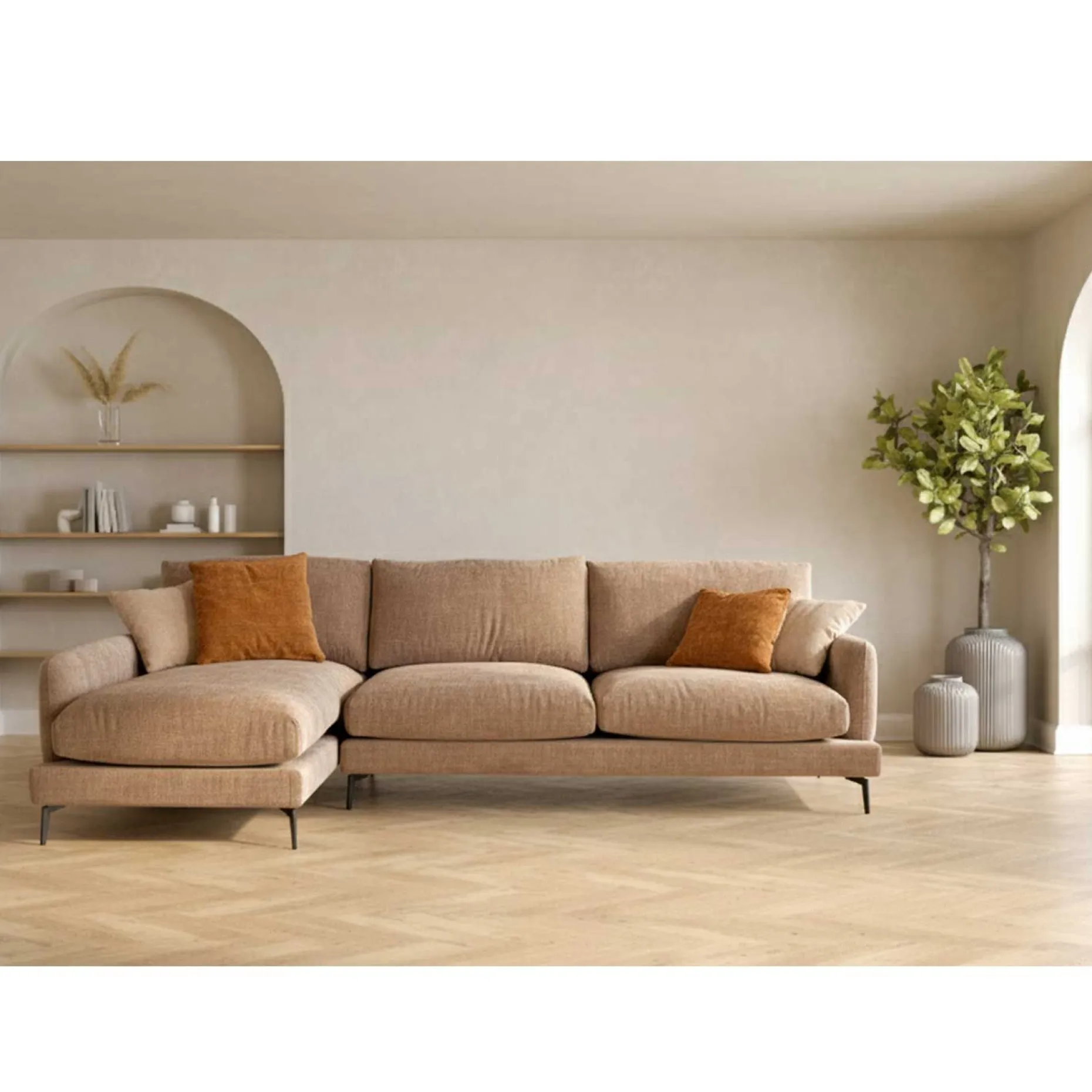Hjørnesofa HOME4YOU Daisy Beige Venstre hjørne