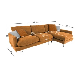 Hjørnesofa HOME4YOU Daisy Brun Høyre hjørne