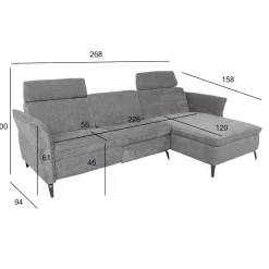 Hjørnesofa HOME4YOU Dayton elektrisk recliner Lys grå Høyre hjørne