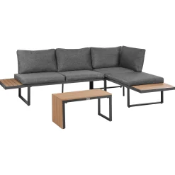 Hjørnesofa utendørs med bord 4-seter Pienza høyrevendt