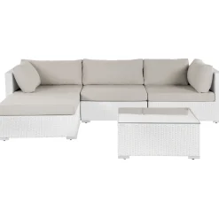 Hjørnesofa utendørs med bord 4-seter Sano høyrevendt modulær kunstrotting