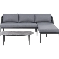 Hjørnesofa utendørs med bord 3-seter Leffe venstrevendt