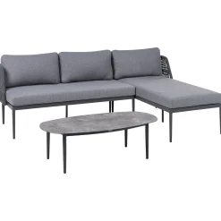 Hjørnesofa utendørs med bord 3-seter Leffe venstrevendt