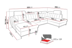 Hoffman Sofa med Divan og Sjeselong 4-seter