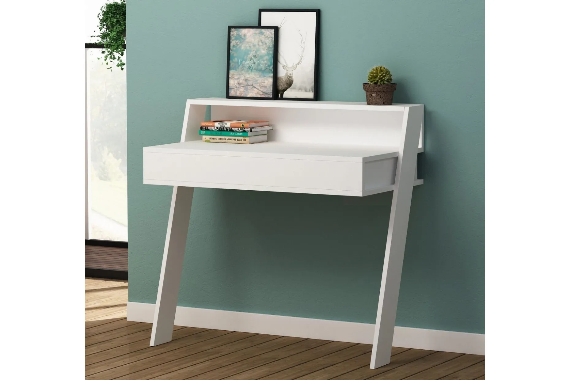 Homitis Veggskrivebord 94 cm med Oppbevaringsskuff + Hylle