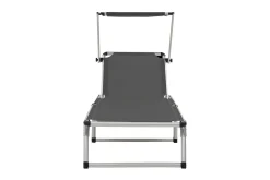 Hopfällbara solsängar med tak 2 st aluminium och textilen gr Be Basic Grey