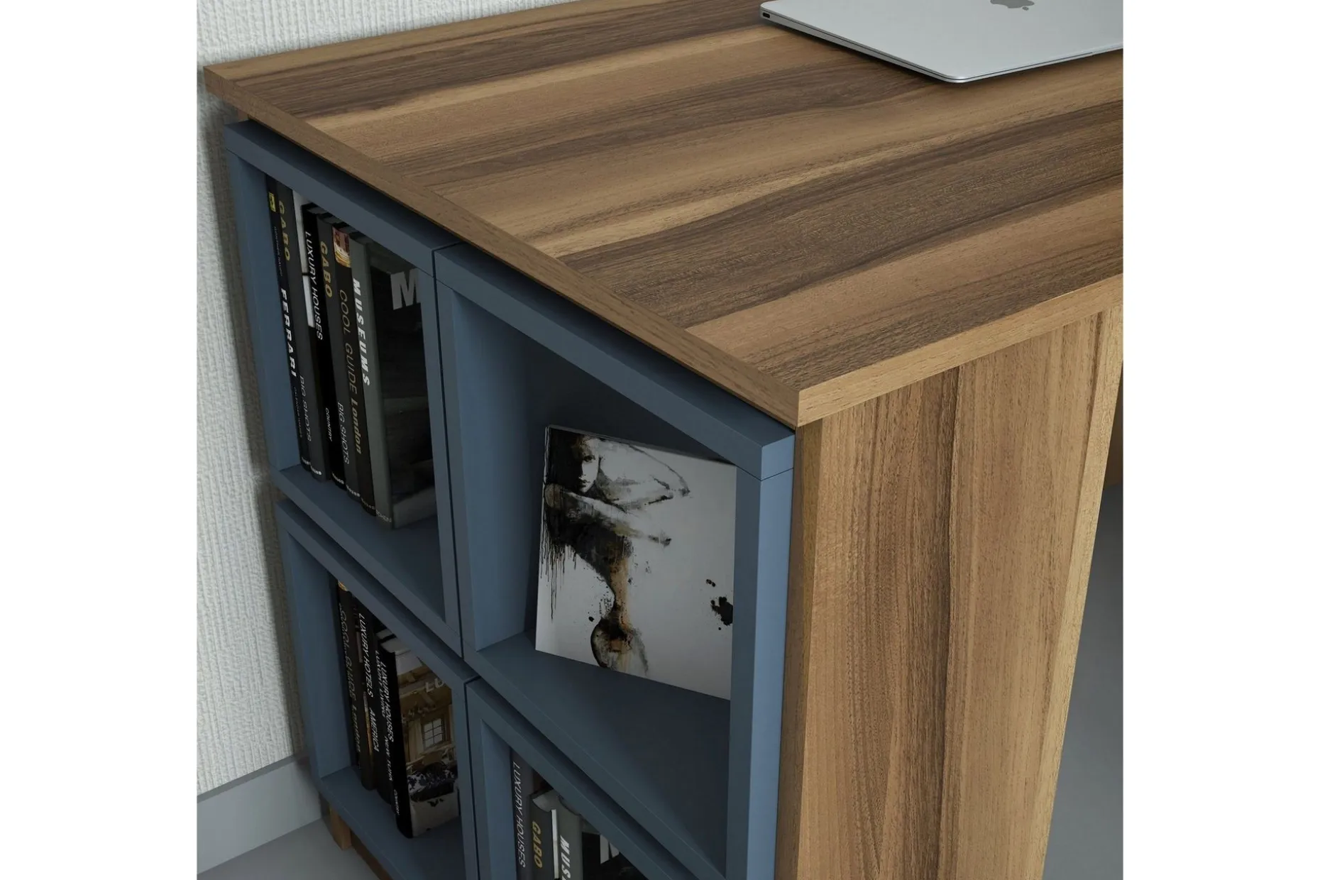 Hovdane Skrivebord 120 cm med Oppbevaring Hylle + Vegghylle