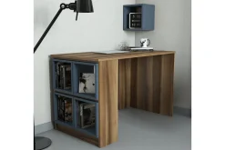 Hovdane Skrivebord 120 cm med Oppbevaring Hylle + Vegghylle