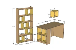 Hovdane Skrivebord 120 cm med Oppbevaring + Vegghylle +