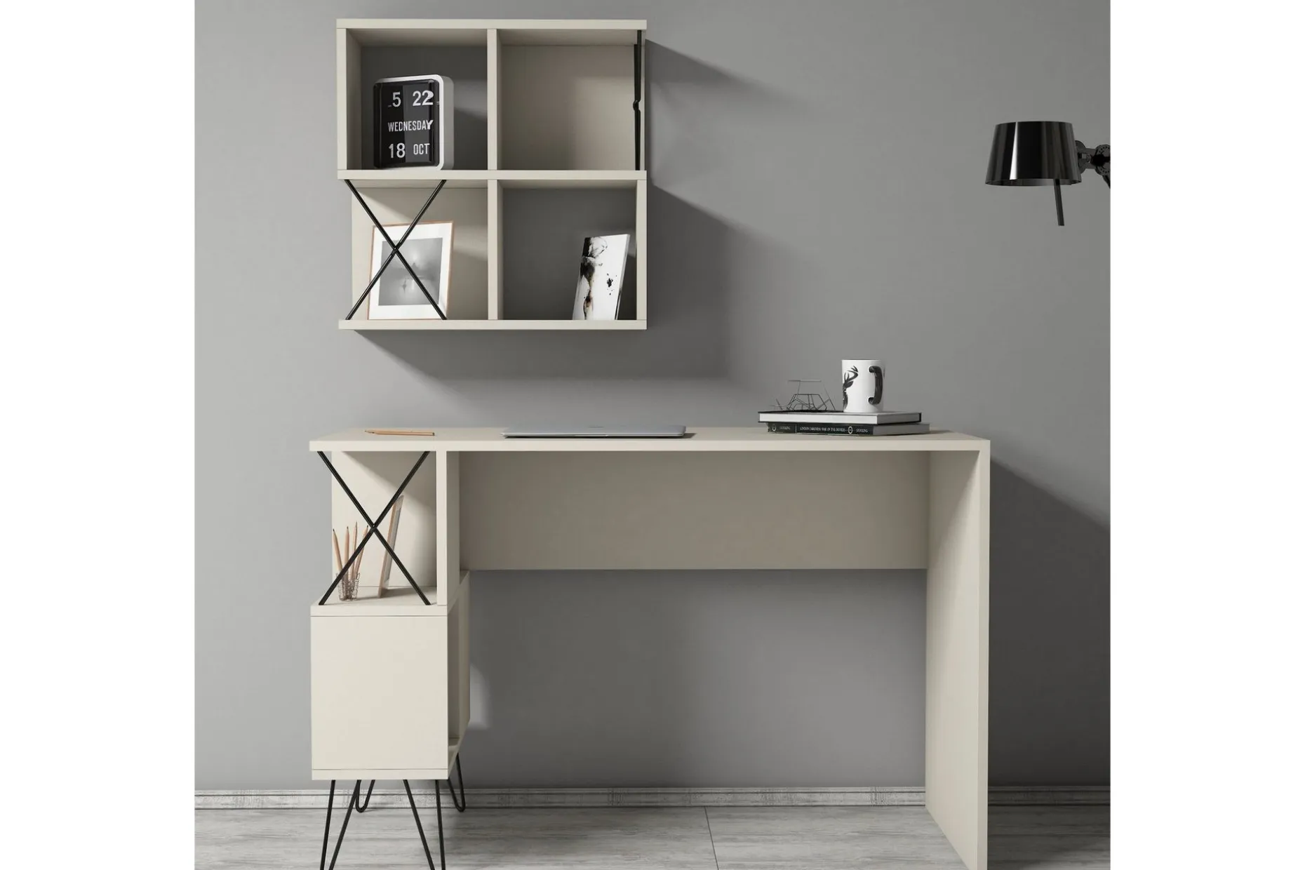 Hovdane Skrivebord 120 cm med Oppbevaring Hylle