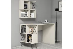 Hovdane Skrivebord 120 cm med Oppbevaringshylle + Bokhylle L