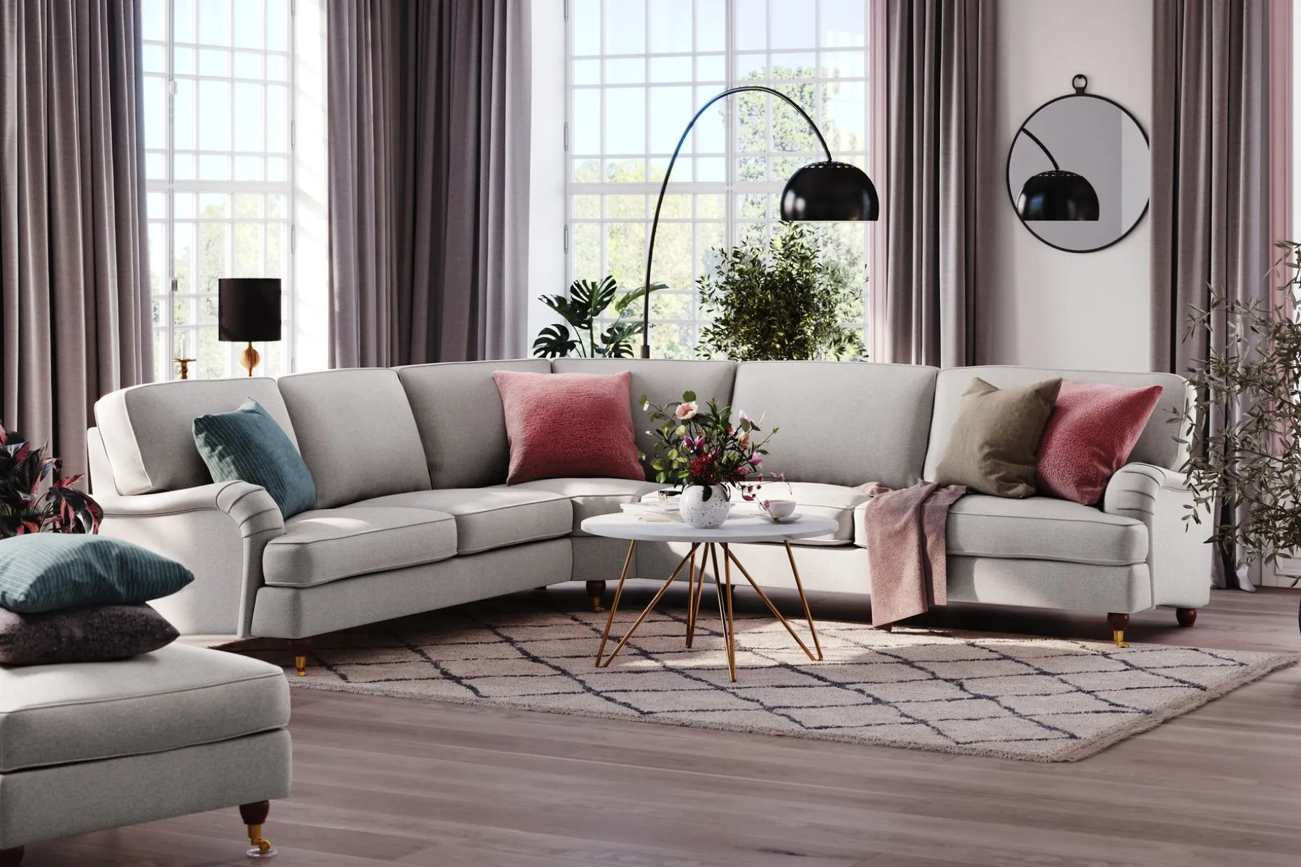 Howard Lyx 6-seters Venstrevendt L-formet Hjørnesofa i Stoff