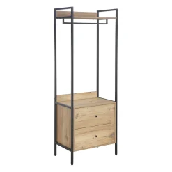 Hylle til entré HOME4YOU Hannes 64x40x180 cm rustikk melamin med skuffer