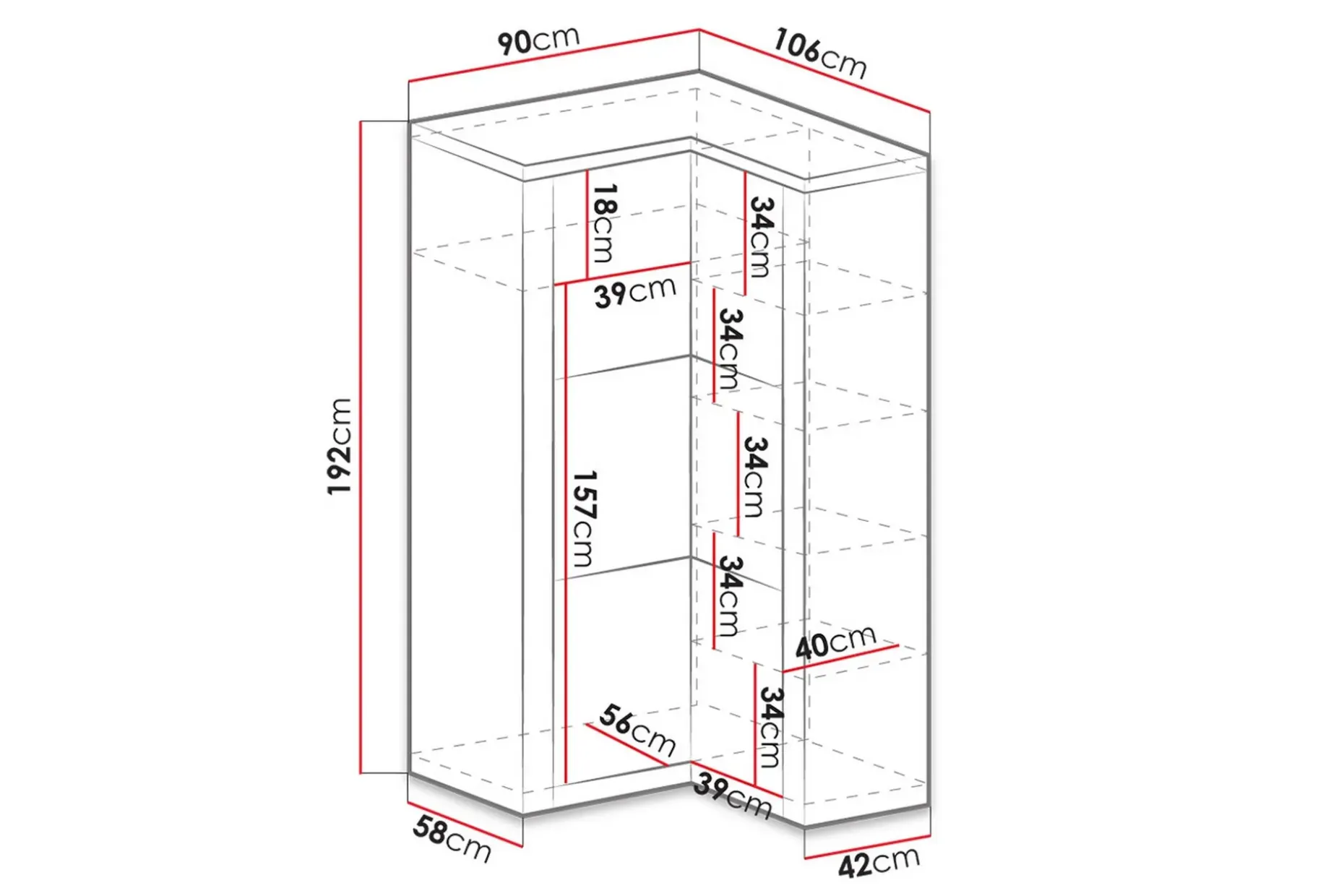 Indianapolis Garderobe 106x58x192 cm