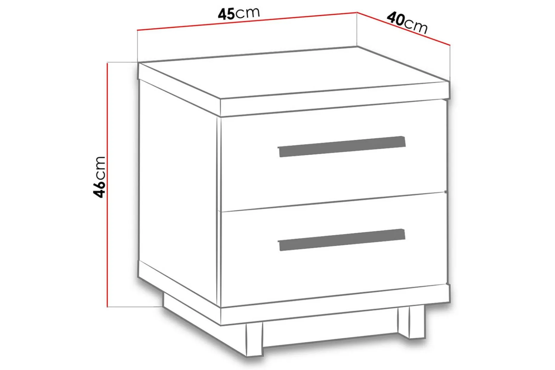 IngRamme Nattbord 40 cm med Oppbevaring 2 Skuffer