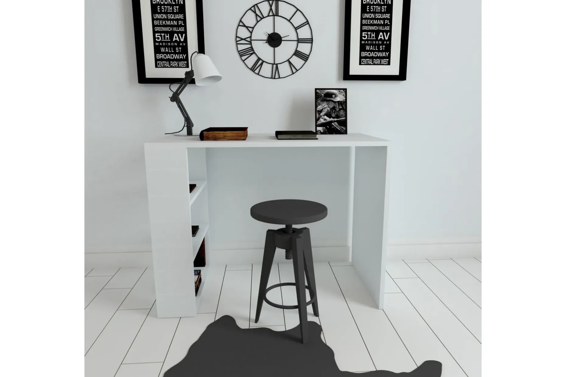 Irbene Skrivebord 90 cm med Oppbevaring 3 Hyller