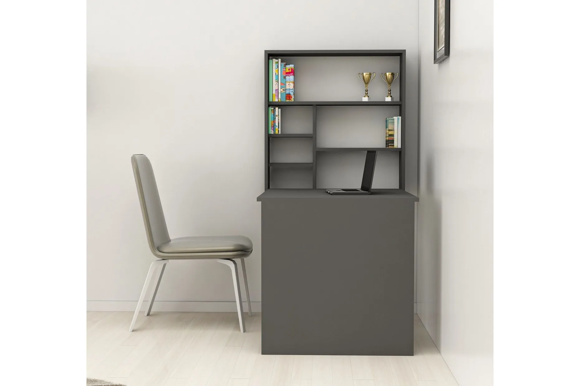 Irbene Veggskrivebord 59 cm med Oppbevaring Hylle