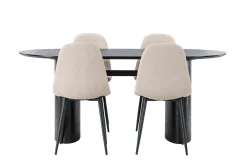 Isolde Spisegruppe 180 cm Oval med 4 Polar Stoler