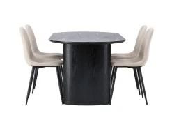 Isolde Spisegruppe 180 cm Oval med 4 Polar Stoler