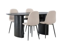 Isolde Spisegruppe 180 cm Oval med 4 Polar Stoler