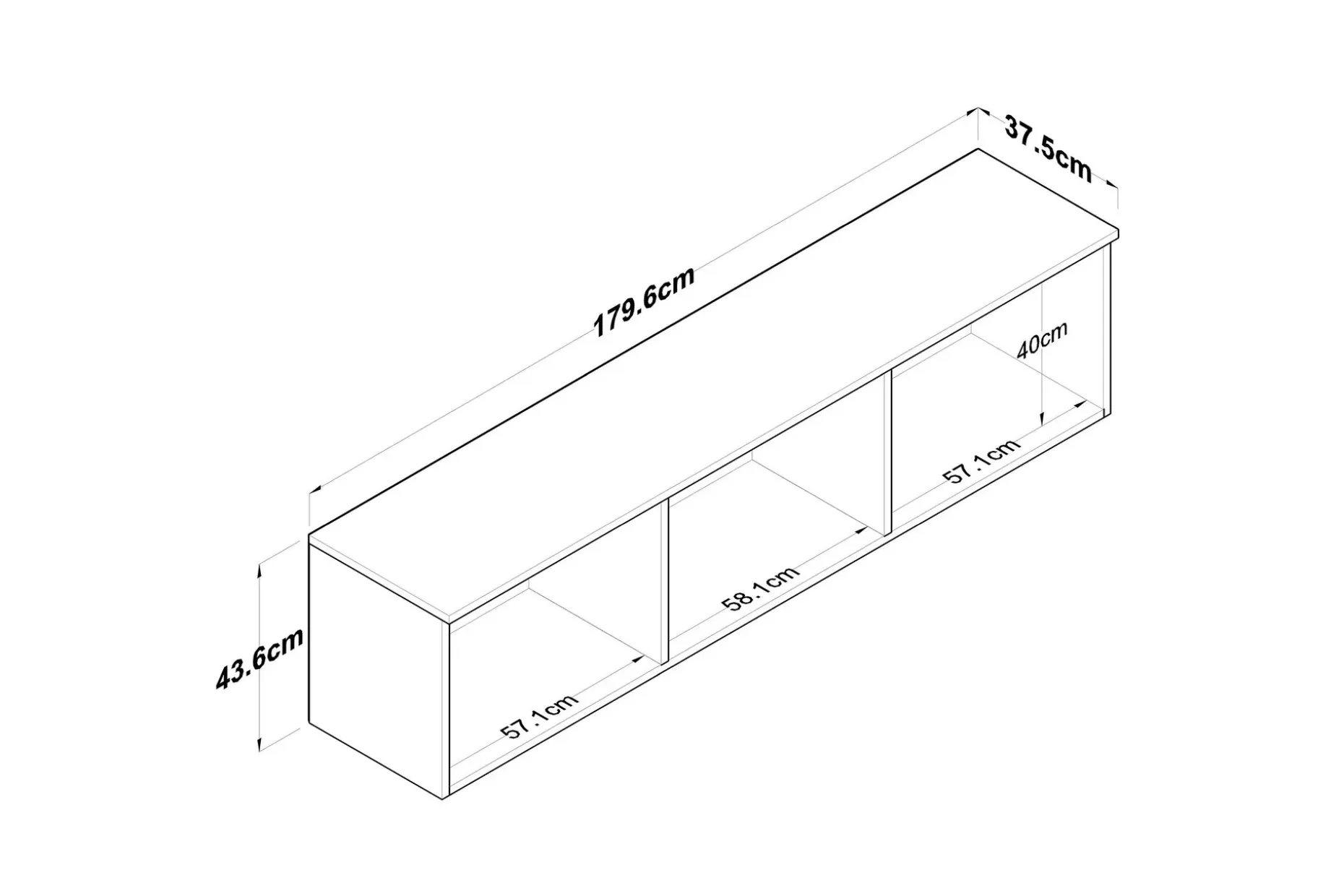Jaibir Vegghylle 179,6x37,5 cm Hvit