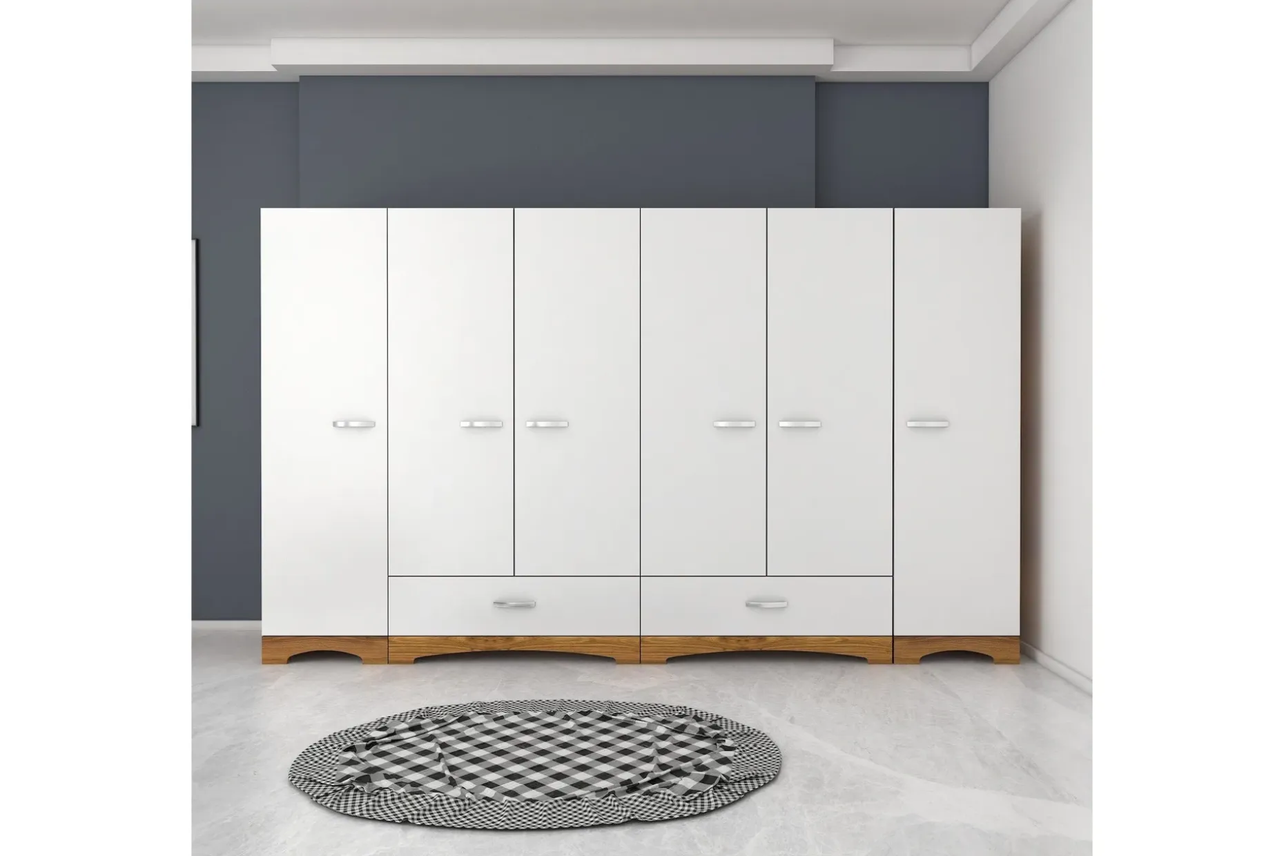 Jaitun Garderobe 243x181 cm Hvit/Brun