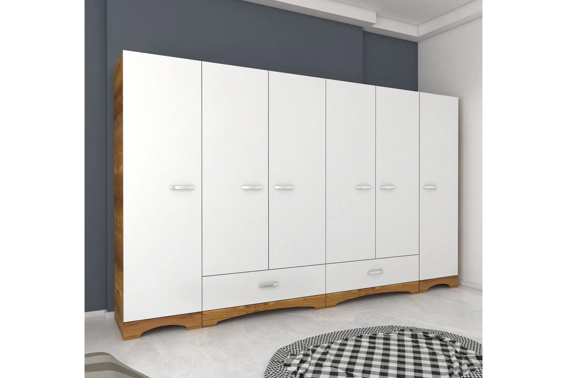 Jaitun Garderobe 243x181 cm Hvit/Brun