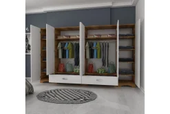 Jaitun Garderobe 243x181 cm Hvit/Brun