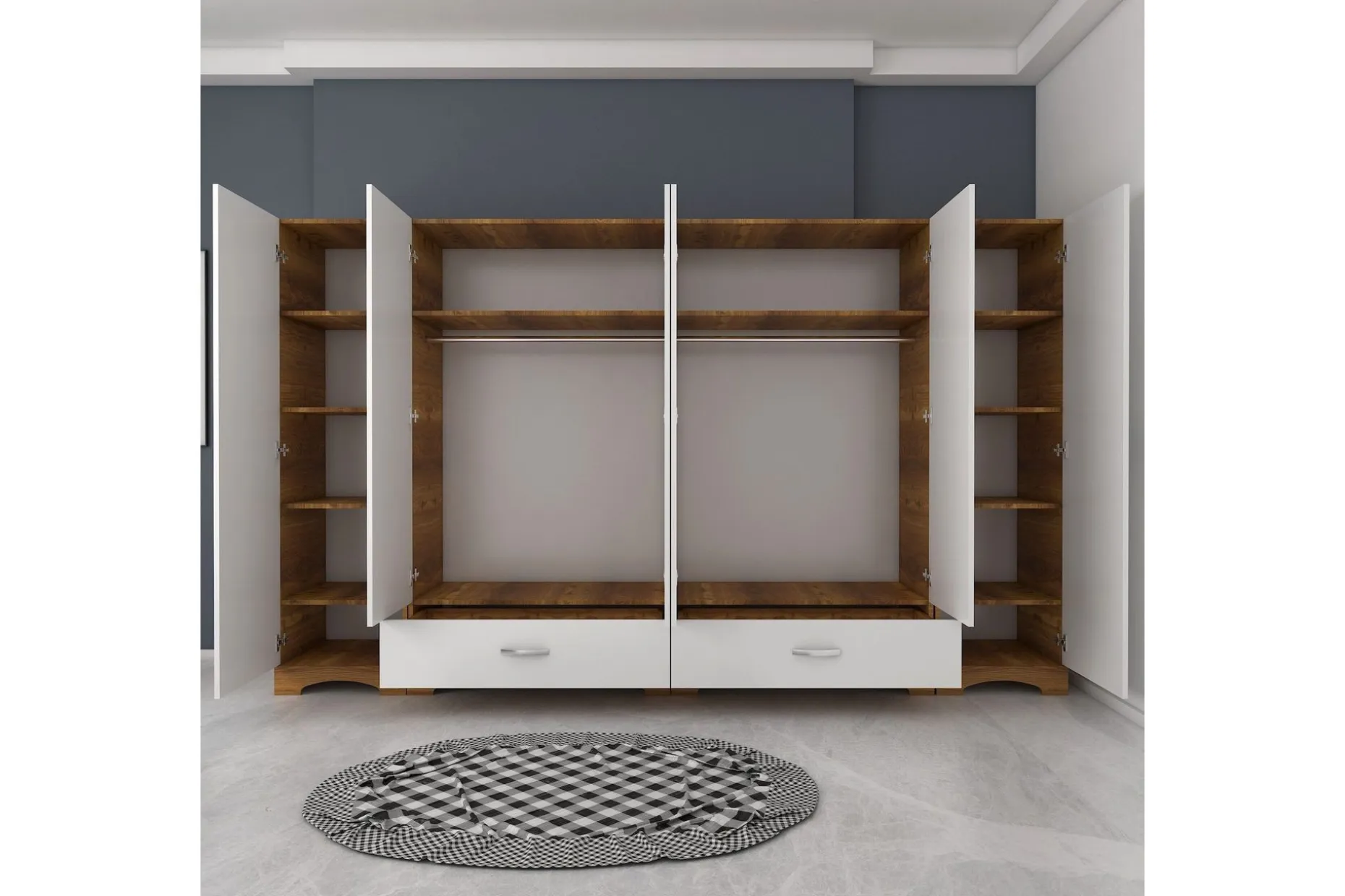 Jaitun Garderobe 243x181 cm Hvit/Brun