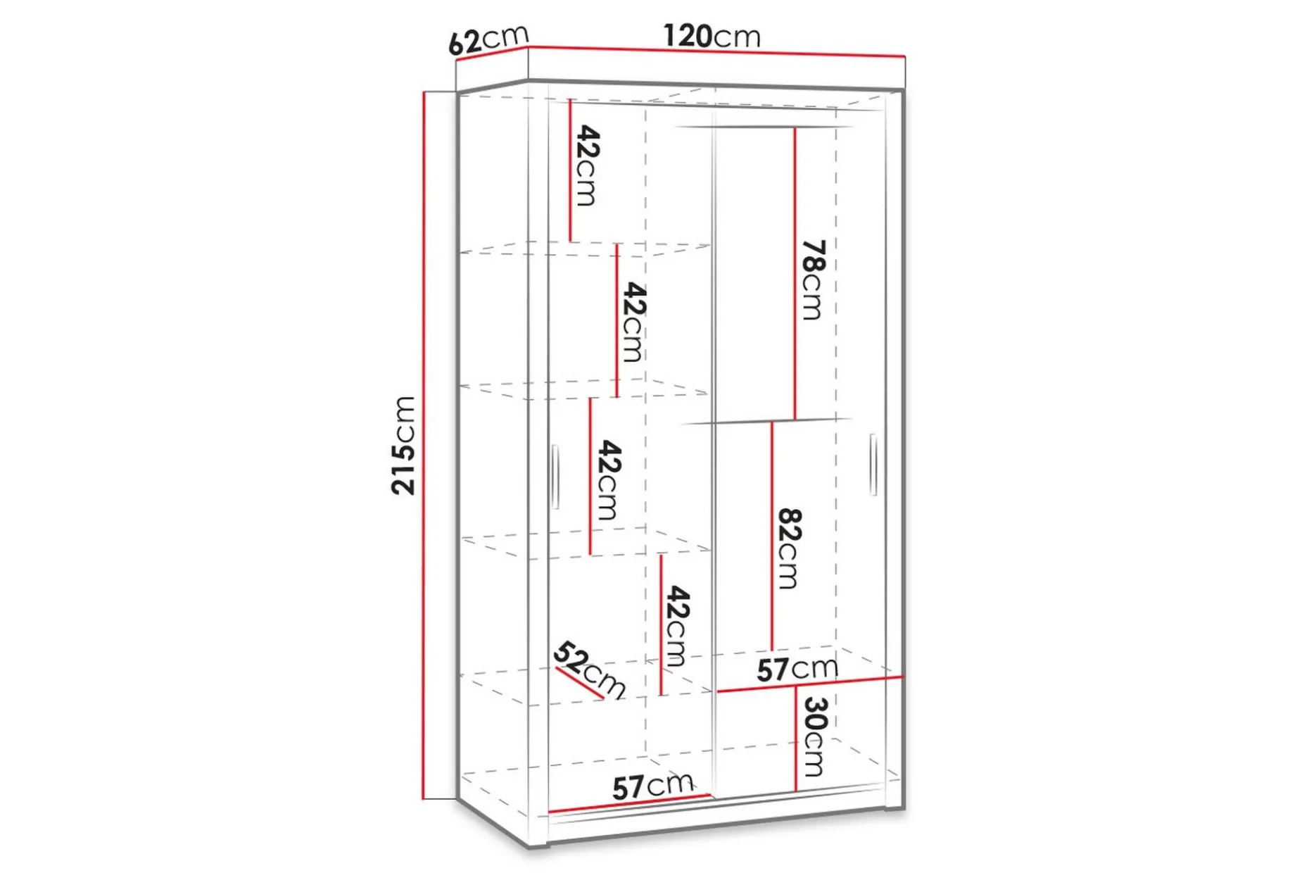Julissa Garderobe 120 cm med Speil
