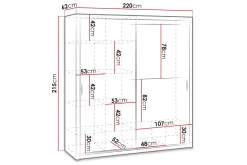 Julissa Garderobe 220 cm med Speil