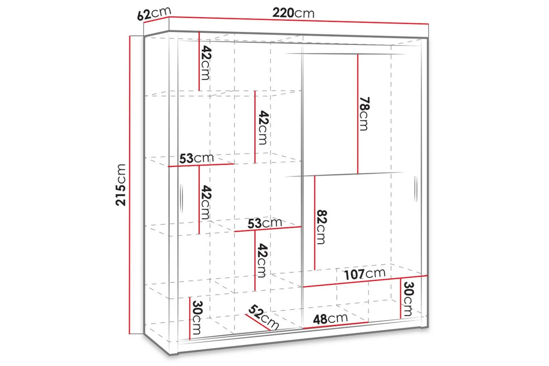 Julissa Garderobe 220 cm med Speil