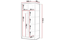 Julissa Garderobe med Speil 100 cm