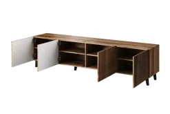 Juniskär Ribbet TV-benk i tre med oppbevaring - 40 cm dyb, 200 cm bred, 49 cm høy