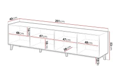 Juniskär TV-benk med Oppbevaring + Hyller 40x52x200 cm