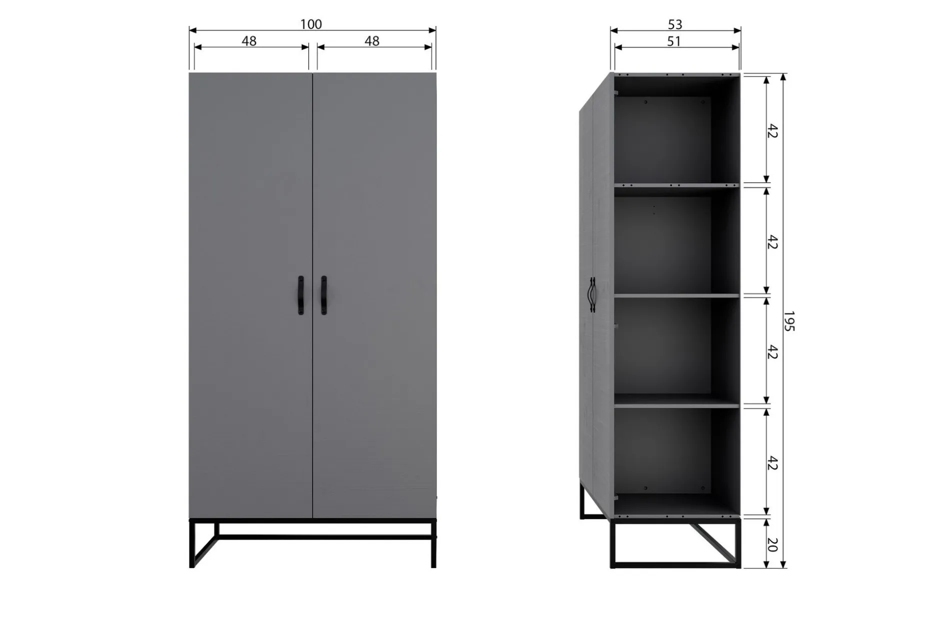 Kahe Garderobe 100x195 cm