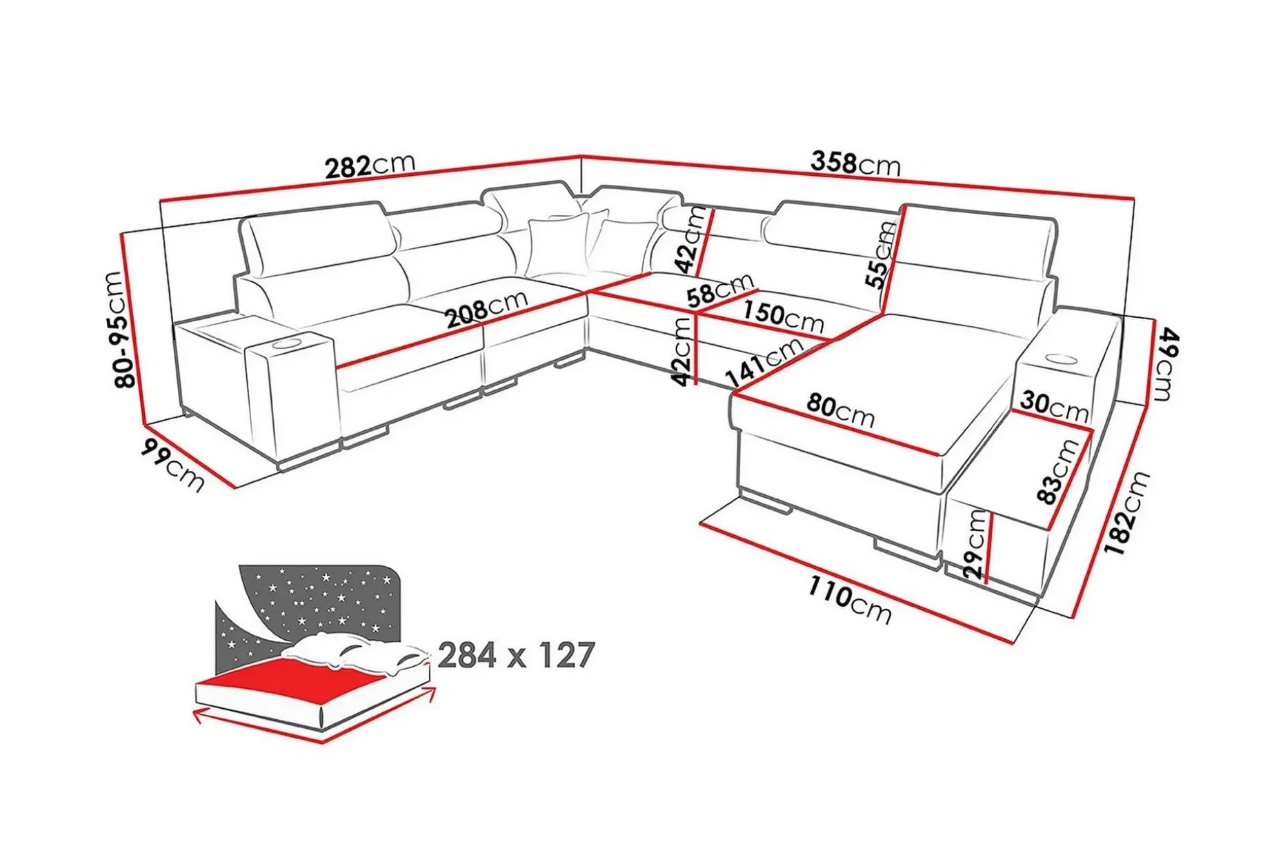 Kahundji Hjørnesovesofa