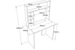 Kaiji Skrivebord 90x51,6 cm Mørkeblå/Hvit