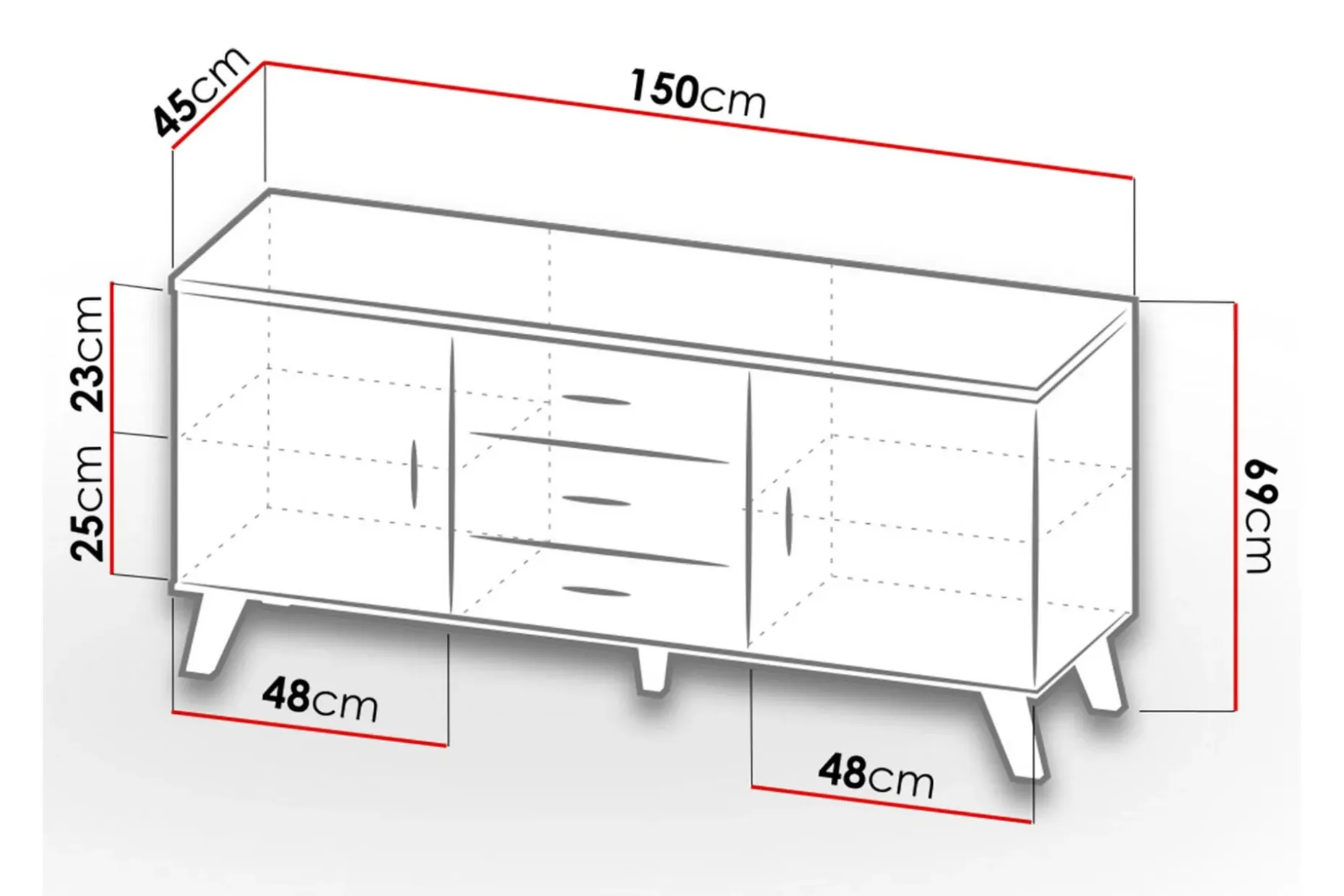 Kardos Kommode 45x150 cm