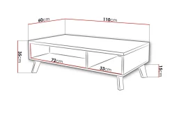 Kardos Sofabord 110 cm med Oppbevaringshyller