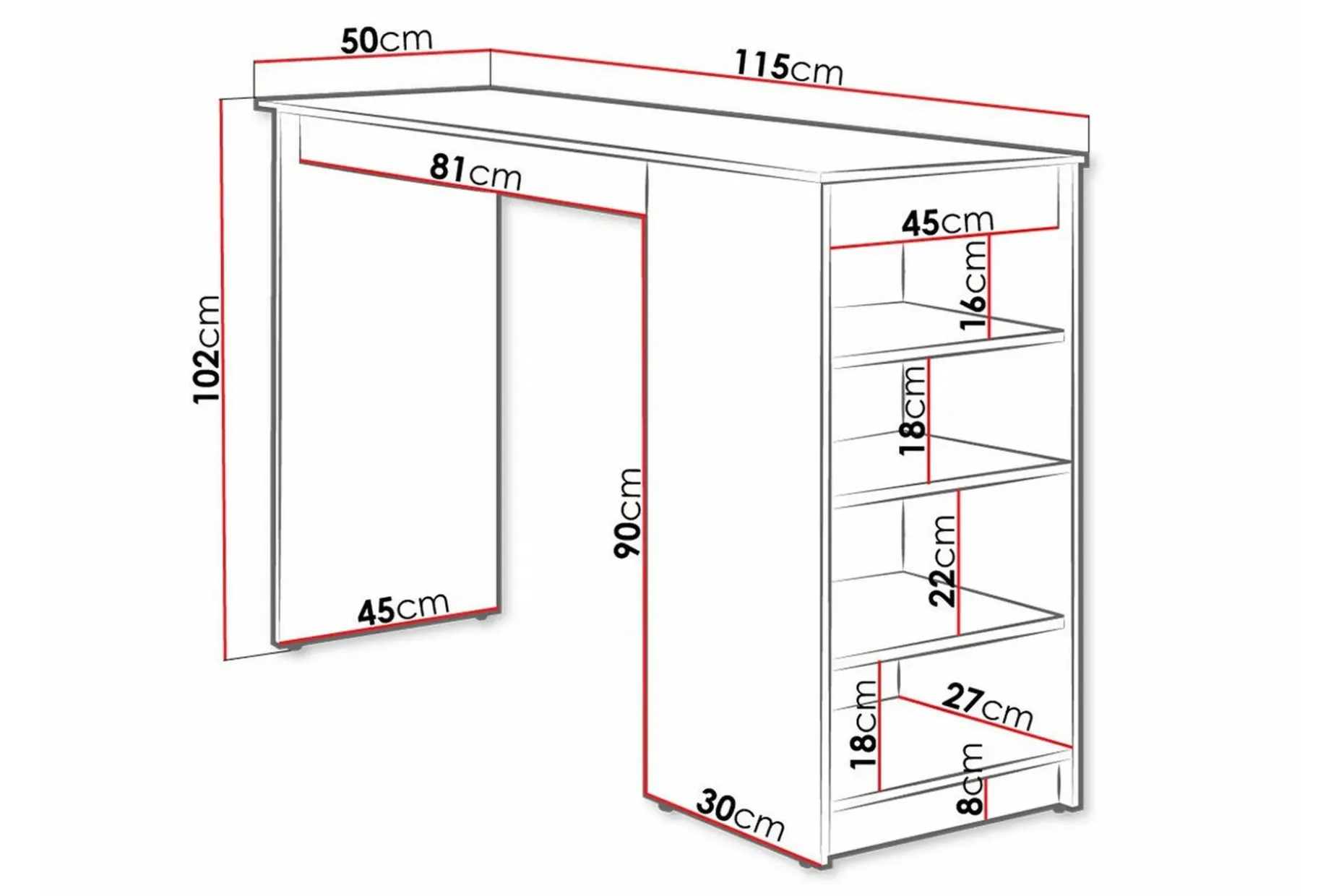 Kintore Barbord 50 cm